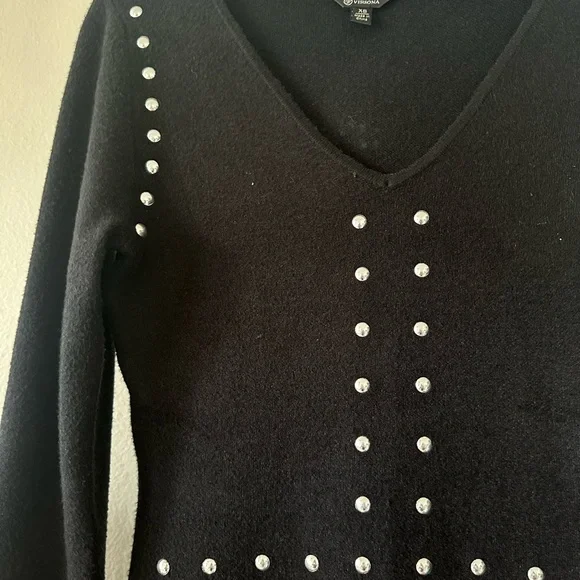 VERSONA Sweater dress XS Black V Neck Long sleeve very soft w/o ribbing NWOT - Picture 3 of 13